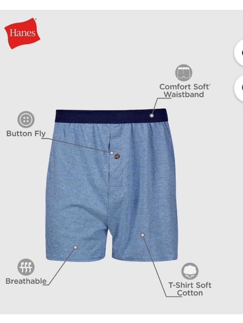 Hanes Men's Comfort Soft Knit Boxer Underwear Medium 3 Pc